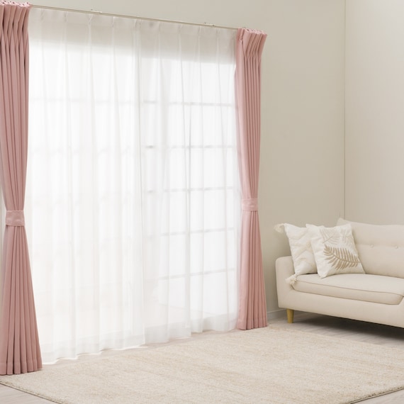 遮光2級・遮熱カーテン&ミラーレース4枚セット(RP020 ローズ 100X110X4) 3枚目画像