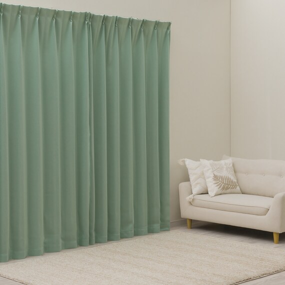 遮光2級・遮熱カーテン&ミラーレース4枚セット(RP020 グリーン 100X110X4) 2枚目画像