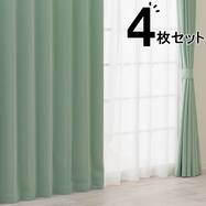 遮光2級・遮熱カーテン&ミラーレース4枚セット(RP020 グリーン)