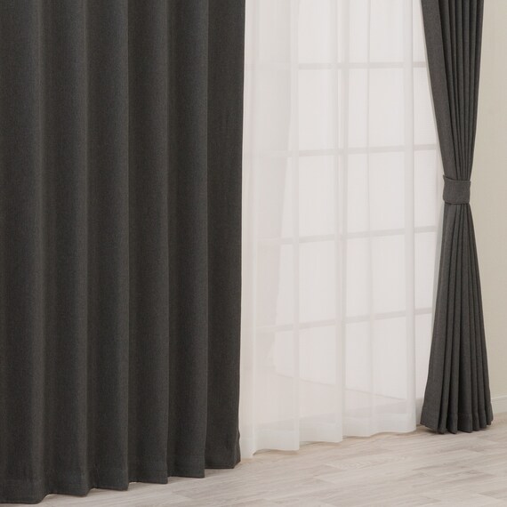 遮光2級・遮熱カーテン&ミラーレース4枚セット(RP021 ダークグレー 100X110X4) 1枚目画像
