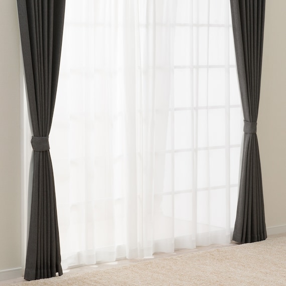 遮光2級・遮熱カーテン&ミラーレース4枚セット(RP021 ダークグレー 100X110X4) 3枚目画像