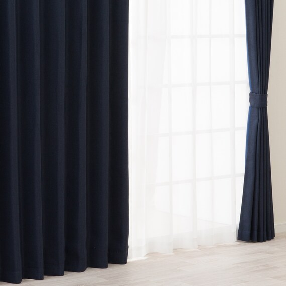 遮光1級･遮熱カーテン＆ミラーレース4枚セット(RP021 ネイビー 100X110X4) 1枚目画像