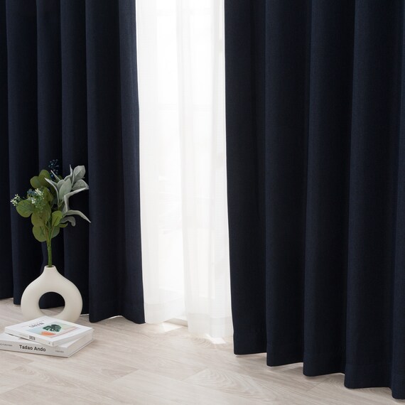 遮光1級･遮熱カーテン＆ミラーレース4枚セット(RP021 ネイビー 100X110X4) 9枚目画像