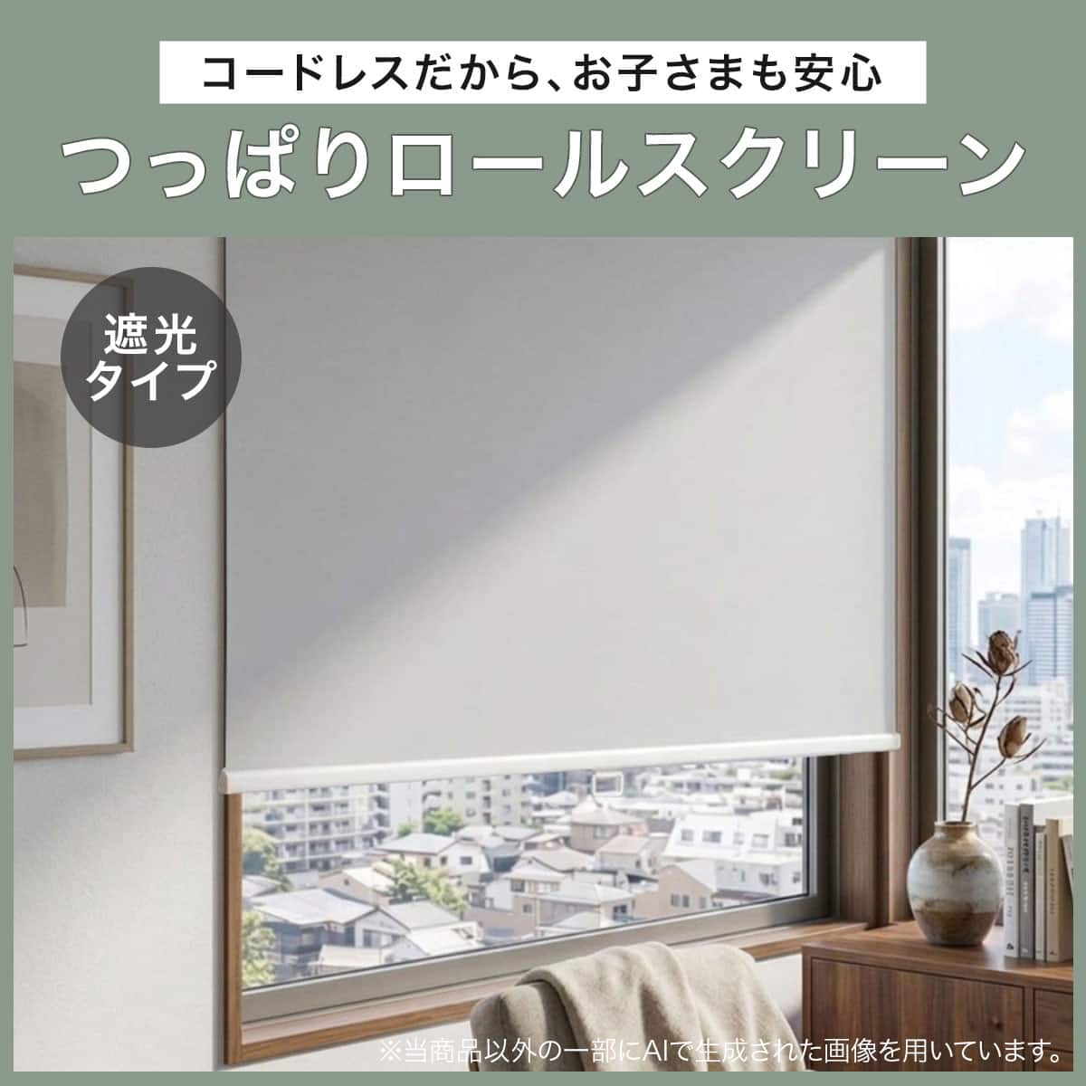 つっぱり遮光ロールスクリーン(TS02 グレー 60X180) | ニトリネット