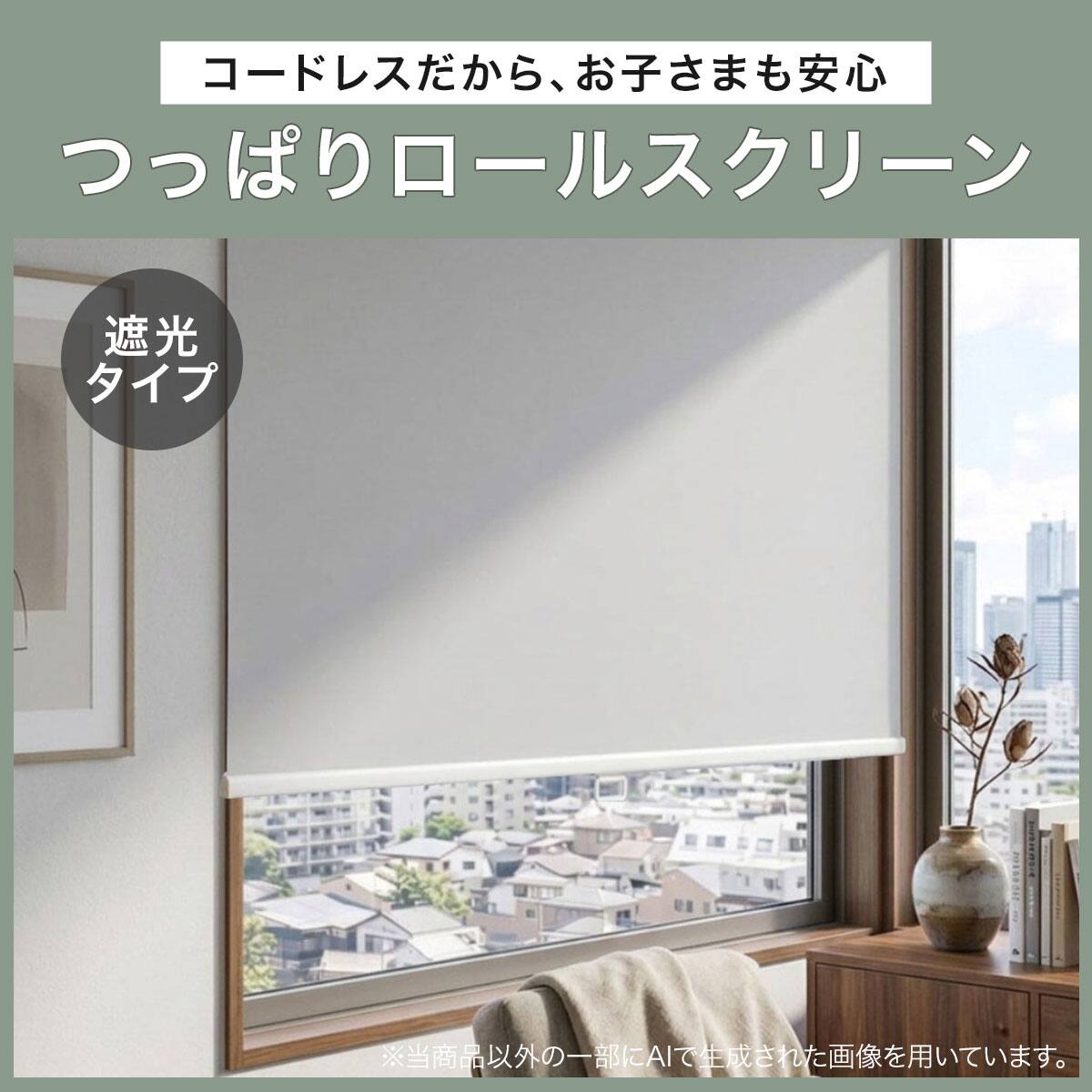 【値下げ】未使用　ロールスクリーン ホワイト＆グレー　1610×1010 つっぱり遮光ロールスクリーン(TS02 グレー 80X220) | ニトリネット