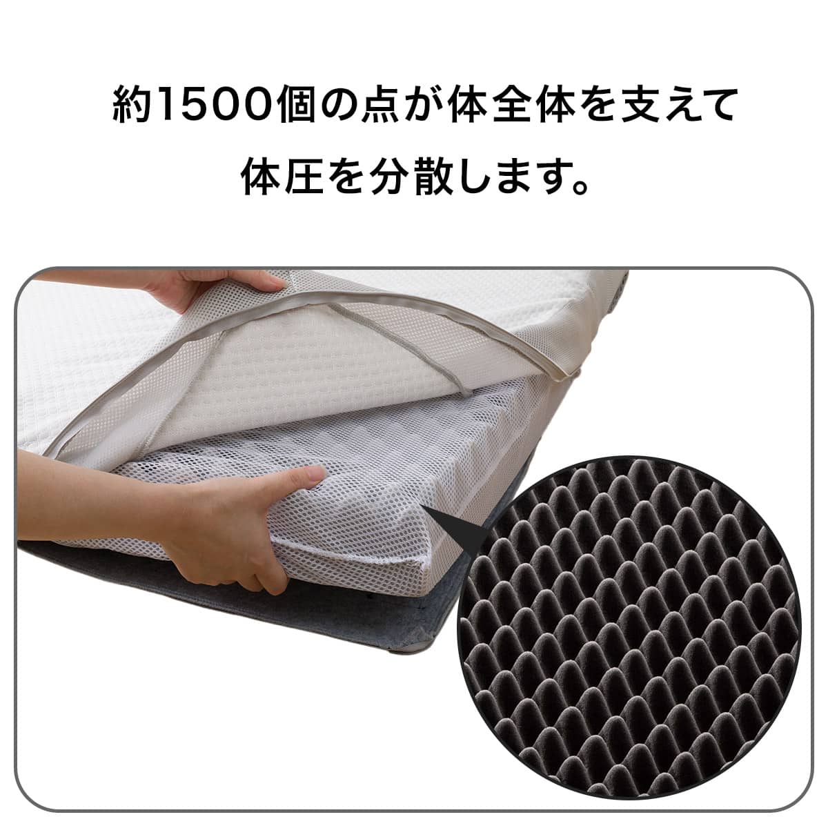 点で支える除湿シート付き 体圧分散敷布団 セミダブル(SD F2407