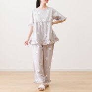 【デコホーム商品】フリルパジャマセット(N515 シマエナガ M-L)