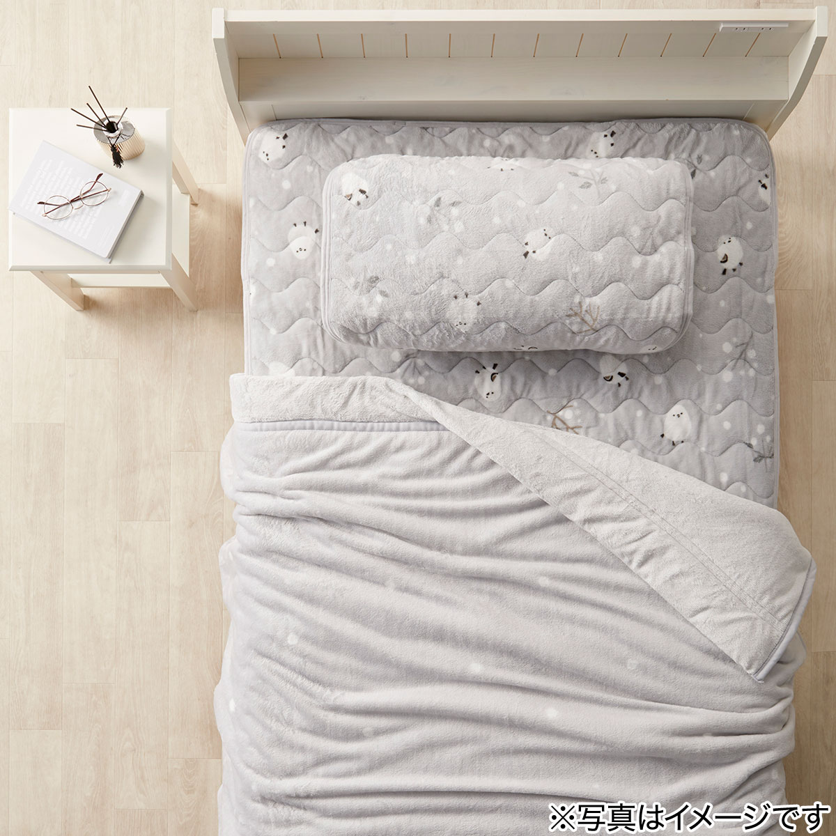 両面使える 敷きパッド ダブル(Nウォーム A2403シマエナガ D) | ニトリ