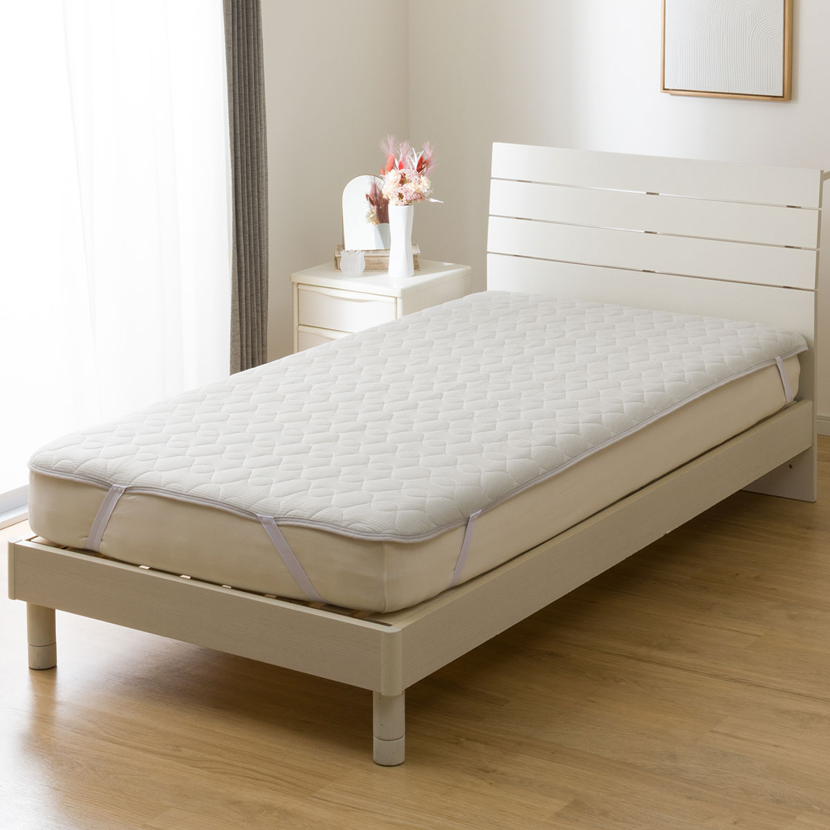 両面使える 敷きパッド ダブル(ナメラカワッフル A2416 グレー D