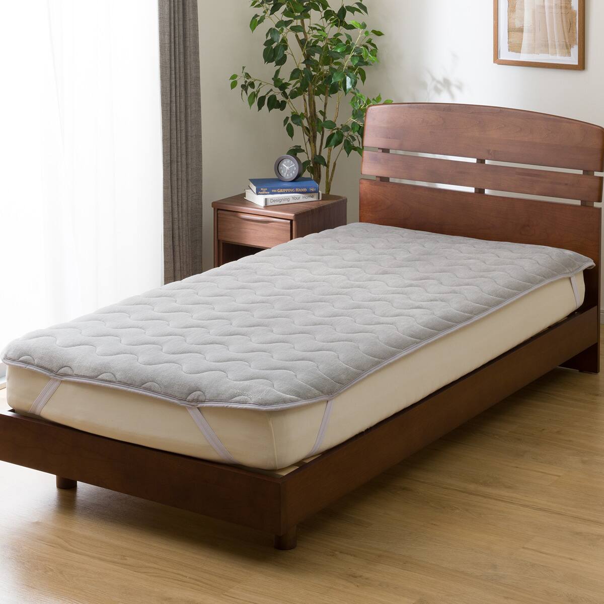 両面使えるゴムバンド付き 敷きパッド シングル(NウォームSP GY S