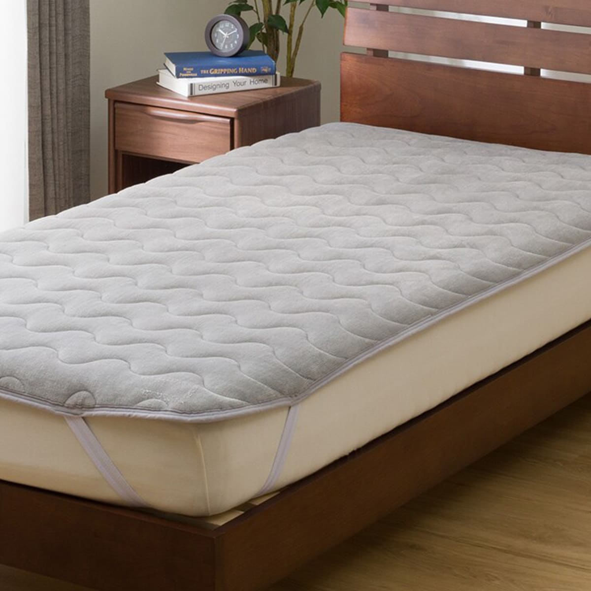 両面使えるゴムバンド付き 敷きパッド クイーン(NウォームSP GY Q