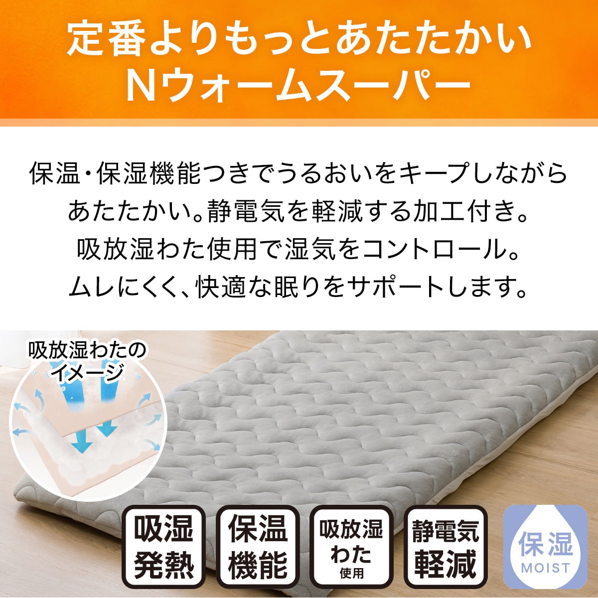 BOXパッド シングル(NウォームSP GY S A2411) | ニトリネット【公式