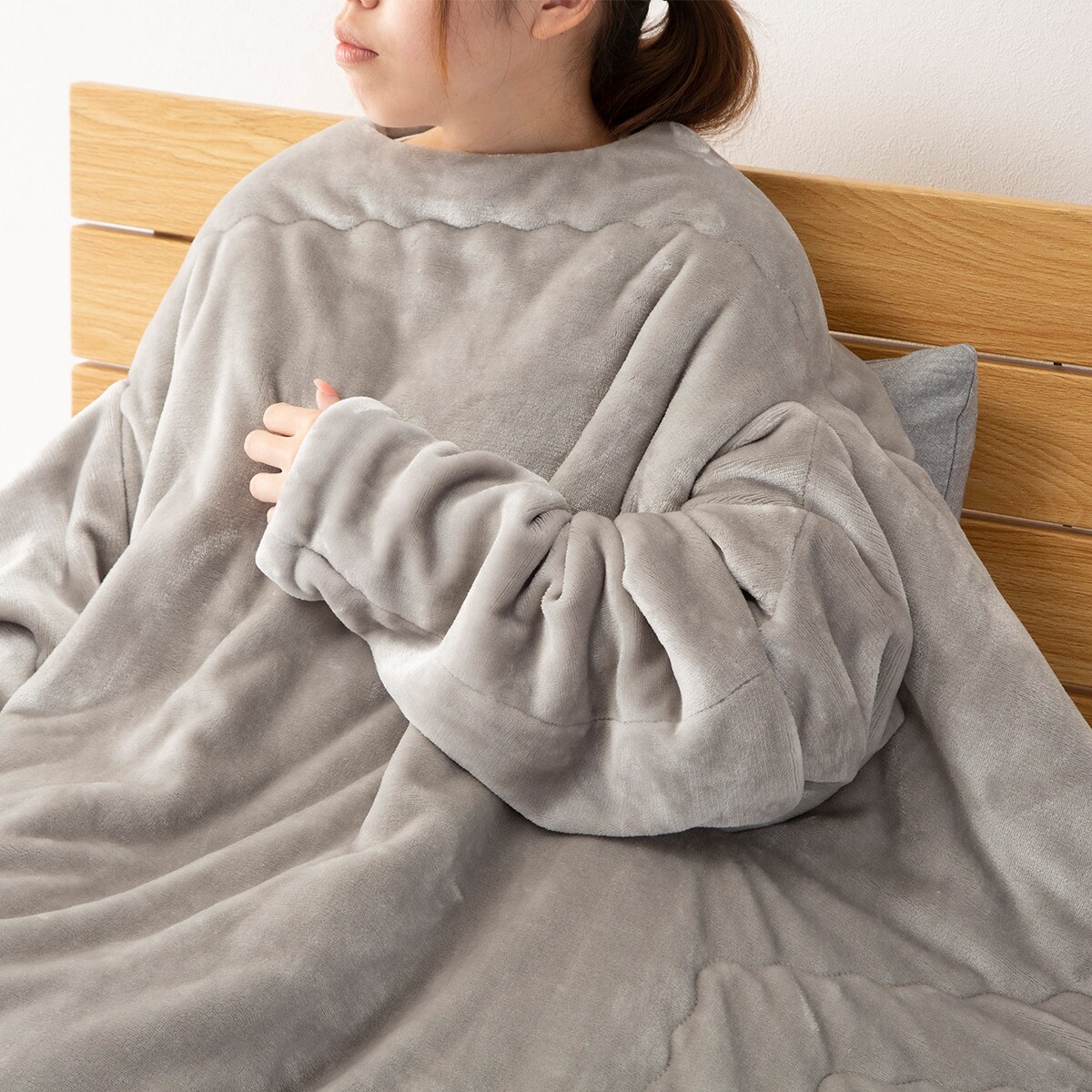 ニトリ　スマホ毛布　シングル　ピンク　グレイッシュローズ　毛布 2枚合わせ袖付きスマホ毛布 シングル(NウォームWSP グレイッシュローズ