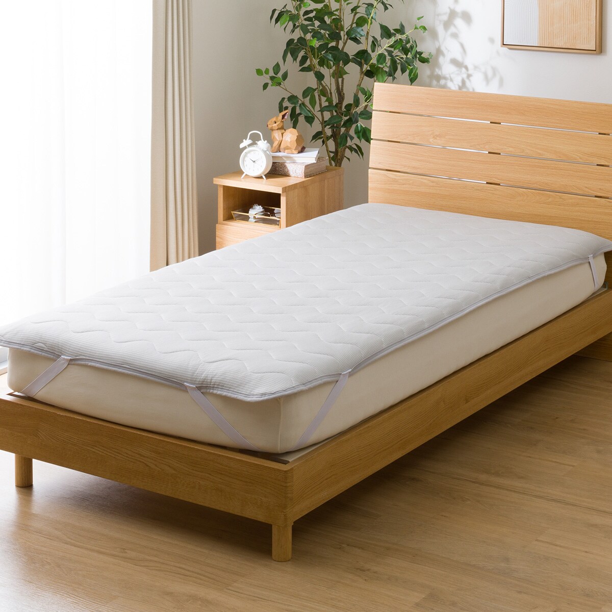 両面使えるゴムバンド付き 敷パッド セミダブル(ふわふわタッチ GY SD