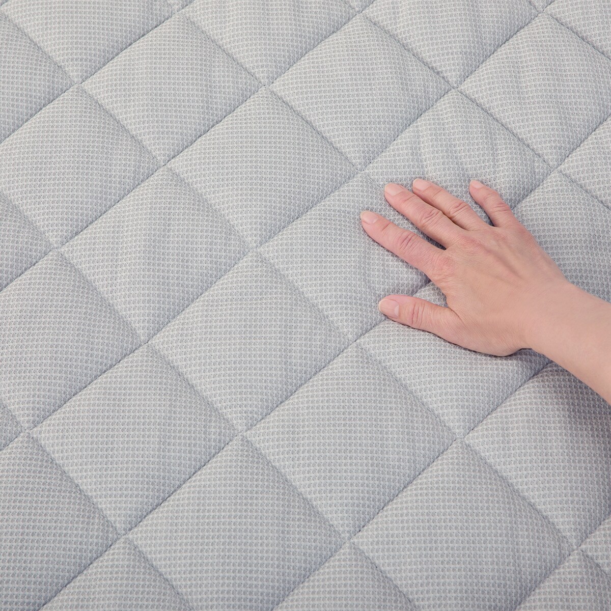 両面使えるゴムバンド付き 敷パッド シングル(フラノ&ワッフル GY S