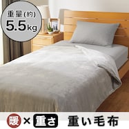 ひもなしらくらくカバー付き 重い毛布5.5kg シングル(Nグリップ5.5 GY A2413)