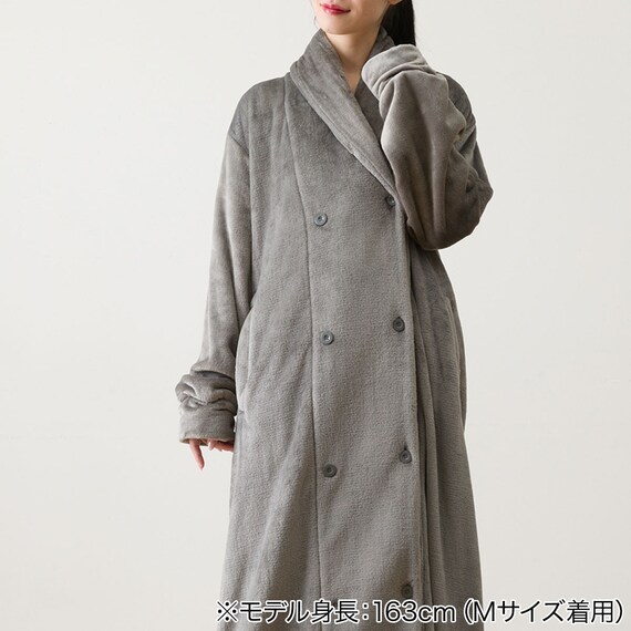 すっぽり収納 着る毛布 襟付きロング(NウォームWSP DGY L) 15枚目画像