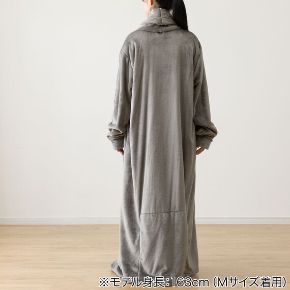 すっぽり収納 着る毛布 襟付きロング(NウォームWSP DGY L) 18枚目画像