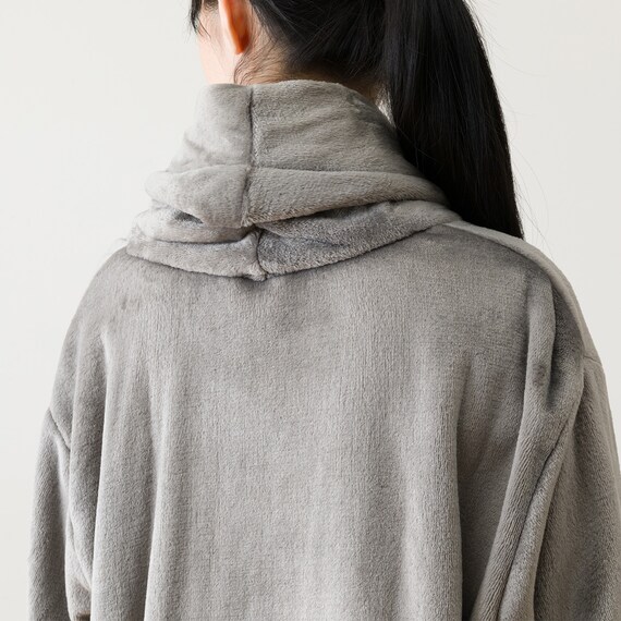 すっぽり収納 着る毛布 襟付きロング(NウォームWSP DGY L) 20枚目画像