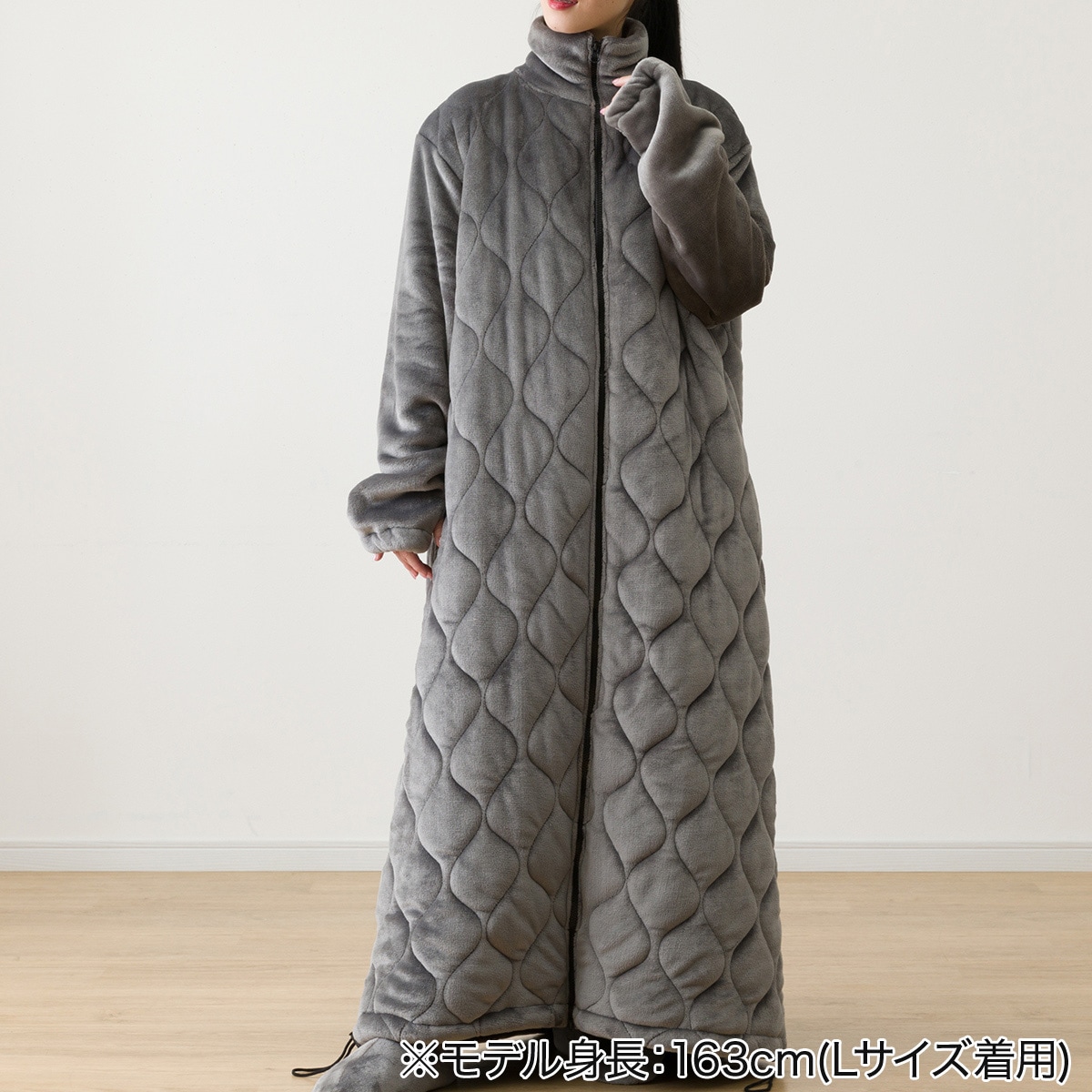 ボリューム中わた入り着る毛布 ロング丈(NウォームWSP DGY LL