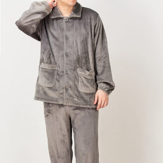 MENえり付き上下セット 着る毛布(NウォームWSP DGY L) 2枚目画像