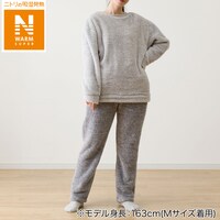 WOMEN ボアフリース上下セット L(NウォームSP GY)
