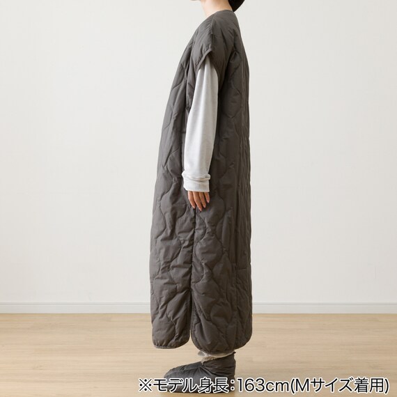ダウン入り  ルームベスト ロング(Nウォーム DGY M) 7枚目画像