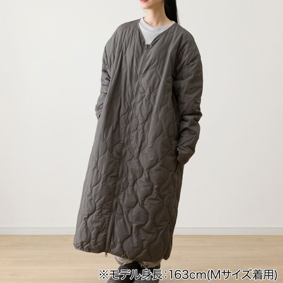 ダウン入り  ルームコート ロング(Nウォーム DGY L) 5枚目画像