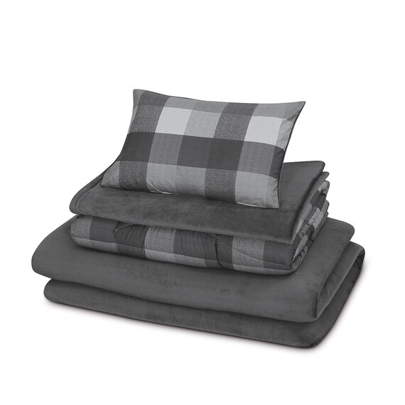 Nウォームカバー付き 布団セット 6点 (S2405 セミダブル グレー) 19枚目画像