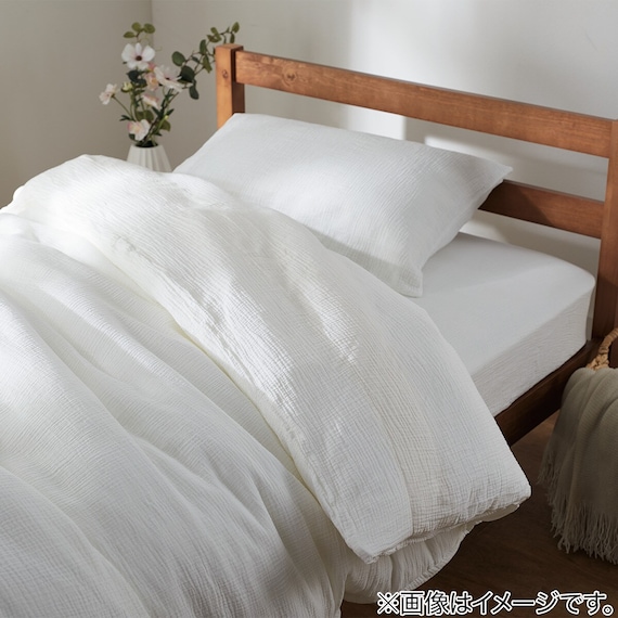 ひもなしラクラク掛け布団カバー クイーン(Nグリップ Wガーゼ WH SZ38 Q) 2枚目画像