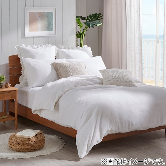 ひもなしラクラク掛け布団カバー クイーン(Nグリップ Wガーゼ WH SZ38 Q) 3枚目画像