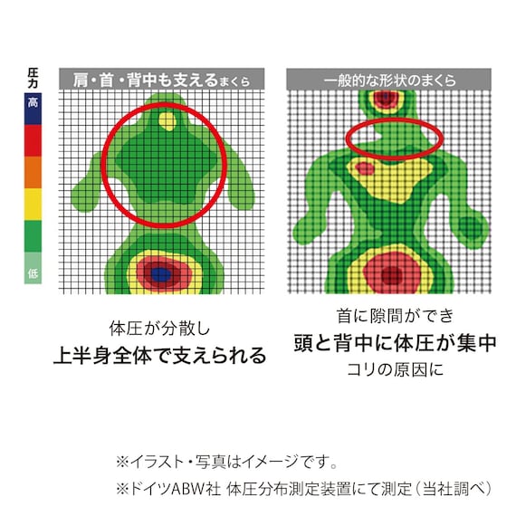 【2点セット】肩・首・背中も支える枕(3 P2425)+専用 枕カバー 7枚目画像