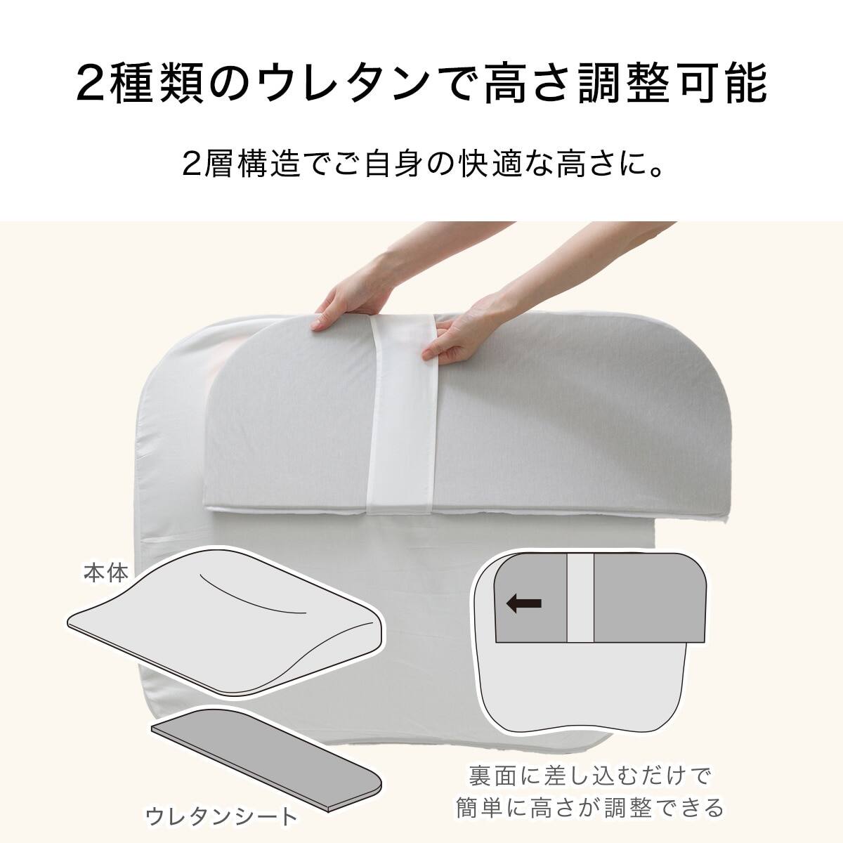 2点セット】肩・首・背中も支える枕(3 P2425)+洗い替え用カバー