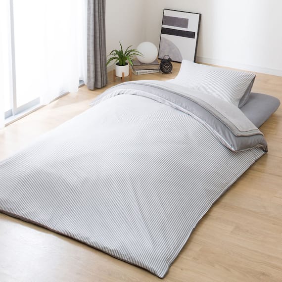 カバー付き 2枚合わせ掛け布団 布団セット 9点 (S2310 シングル グレー) 18枚目画像