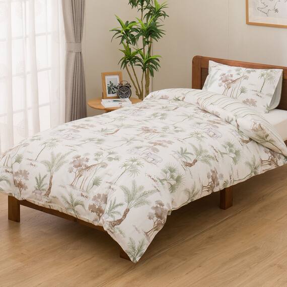 掛布団カバー セミダブル(PT65 キリンガラ GR SD) 1枚目画像