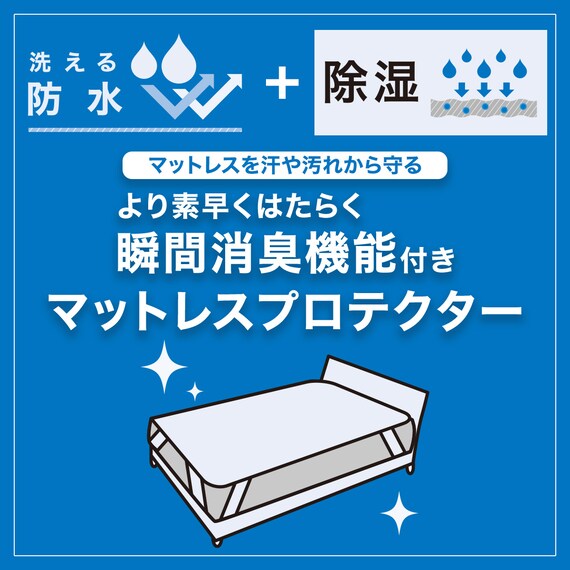洗える 除湿・消臭・防水 マットレスプロテクター(ベッドパッド)ダブル(MP M2407S) 4枚目画像