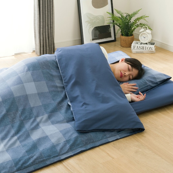 カバー付き 布団セット 6点 (S2503 シングル ネイビーチェック) 13枚目画像