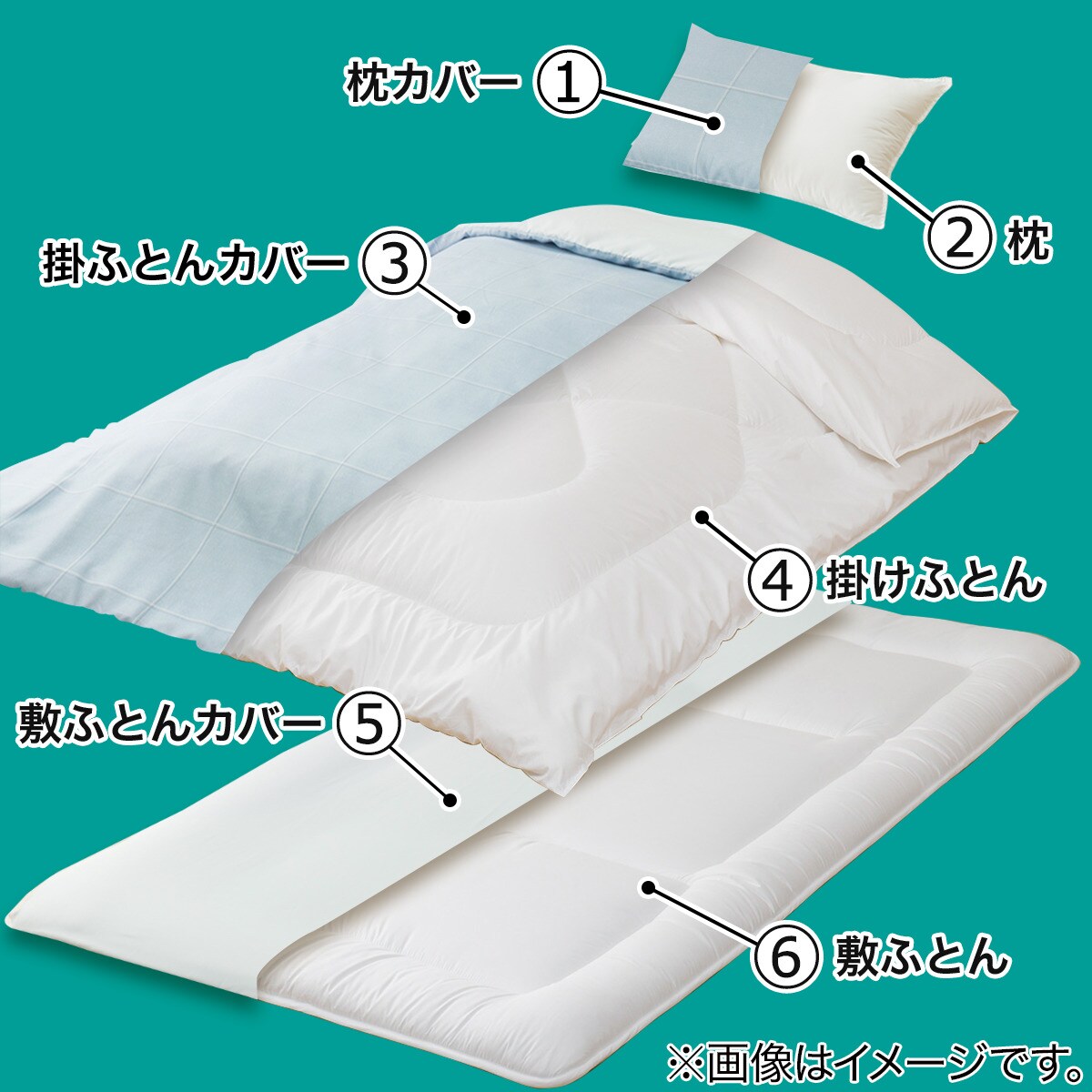 カバー付き寝具6点セット シングル(WP/LBL S2503 S) | ニトリネット