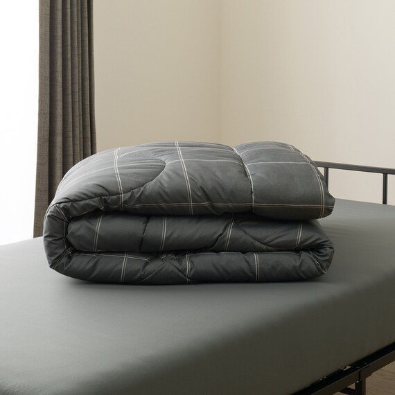 カバー付き 布団セット 4点 (S2505 シングル グレーウィンドウペン) 14枚目画像