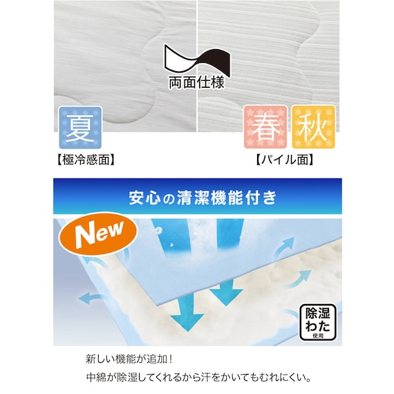 両面使える肌布団 シングル(NクールWSP S GY S2503) 6枚目画像