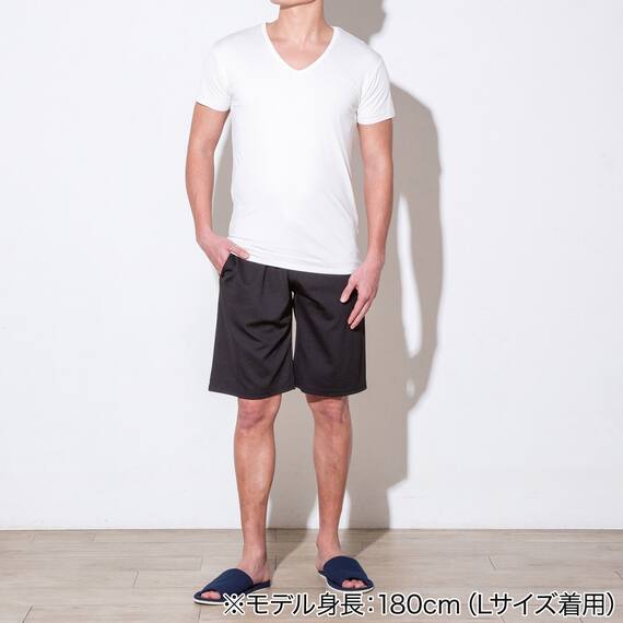 MENS メッシュルームパンツ 5分丈(クール ne BK M) 2枚目画像
