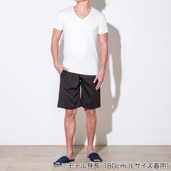 MENS メッシュルームパンツ 5分丈(クール ne BK M) 2枚目画像