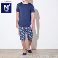MENS クルーネックTシャツ+ルームパンツ6分丈 ルームウェアセット(クールSP nes NV LL)