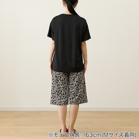 WOMENS Tシャツ+ルームパンツ7分丈ルームウェアセット(クール nep BK M) 4枚目画像
