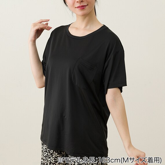 WOMENS Tシャツ+ルームパンツ7分丈ルームウェアセット(クール nep BK M) 5枚目画像