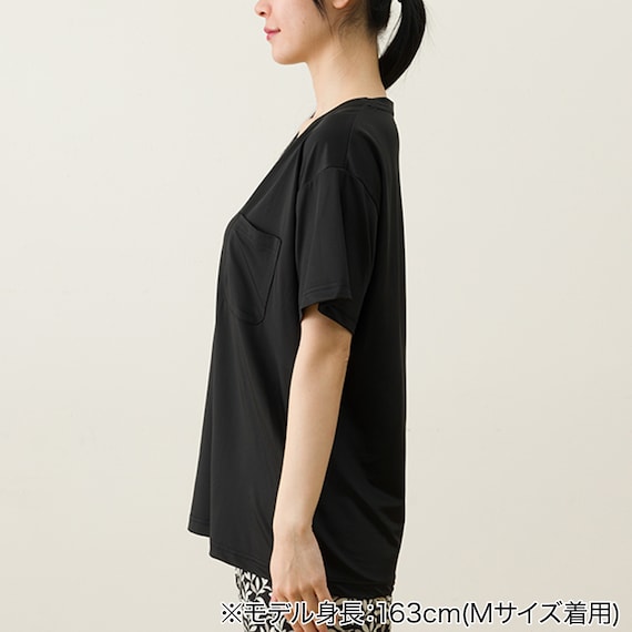 WOMENS Tシャツ+ルームパンツ7分丈ルームウェアセット(クール nep BK M) 6枚目画像