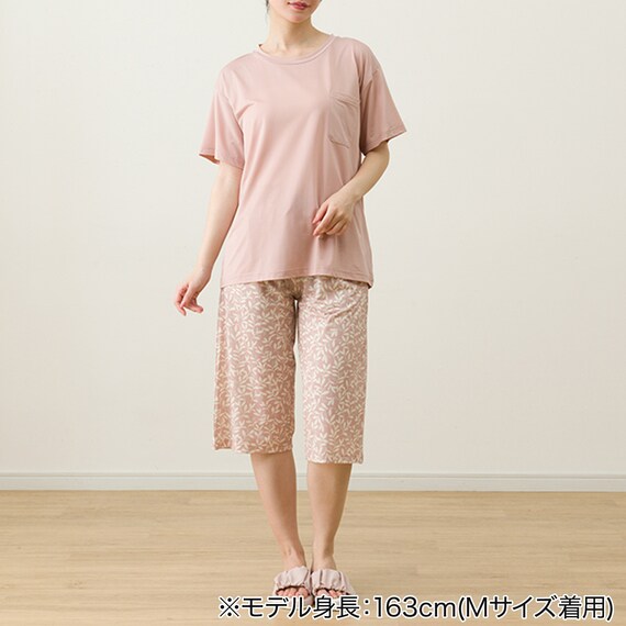 WOMENS Tシャツ+ルームパンツ7分丈ルームウェアセット(クール nep PC M) 2枚目画像