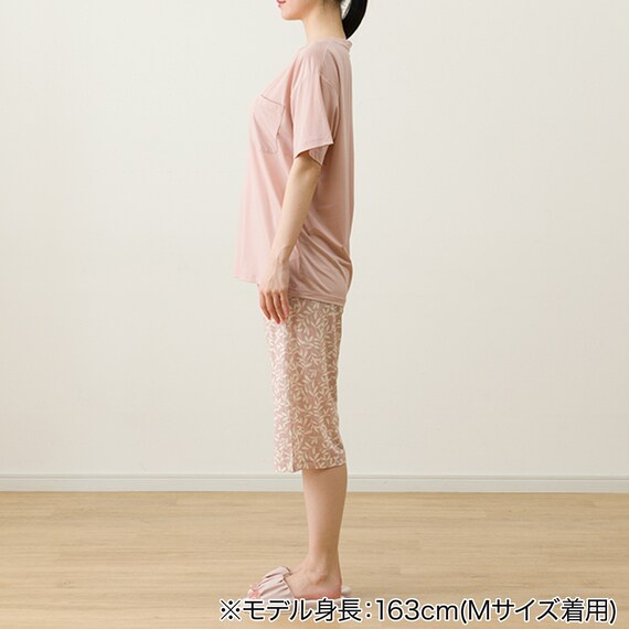 WOMENS Tシャツ+ルームパンツ7分丈ルームウェアセット(クール nep PC M) 3枚目画像