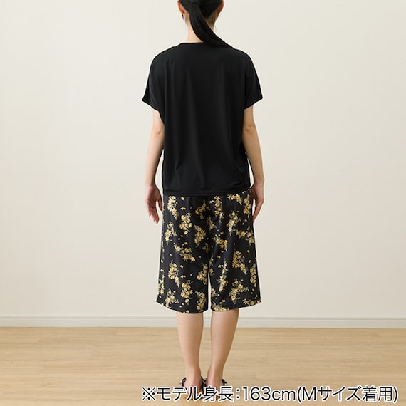 WOMENS Tシャツ+ルームパンツ7分丈 ルームウェアセット(クールSP ney BK M) 4枚目画像