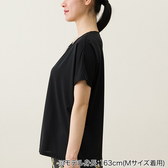 WOMENS Tシャツ+ルームパンツ7分丈 ルームウェアセット(クールSP ney BK M) 6枚目画像